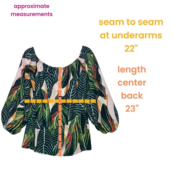 Off Shoulder Blouse XL Palm Leaves in multicolor Great Condition 11078 - Picture 3 of 7